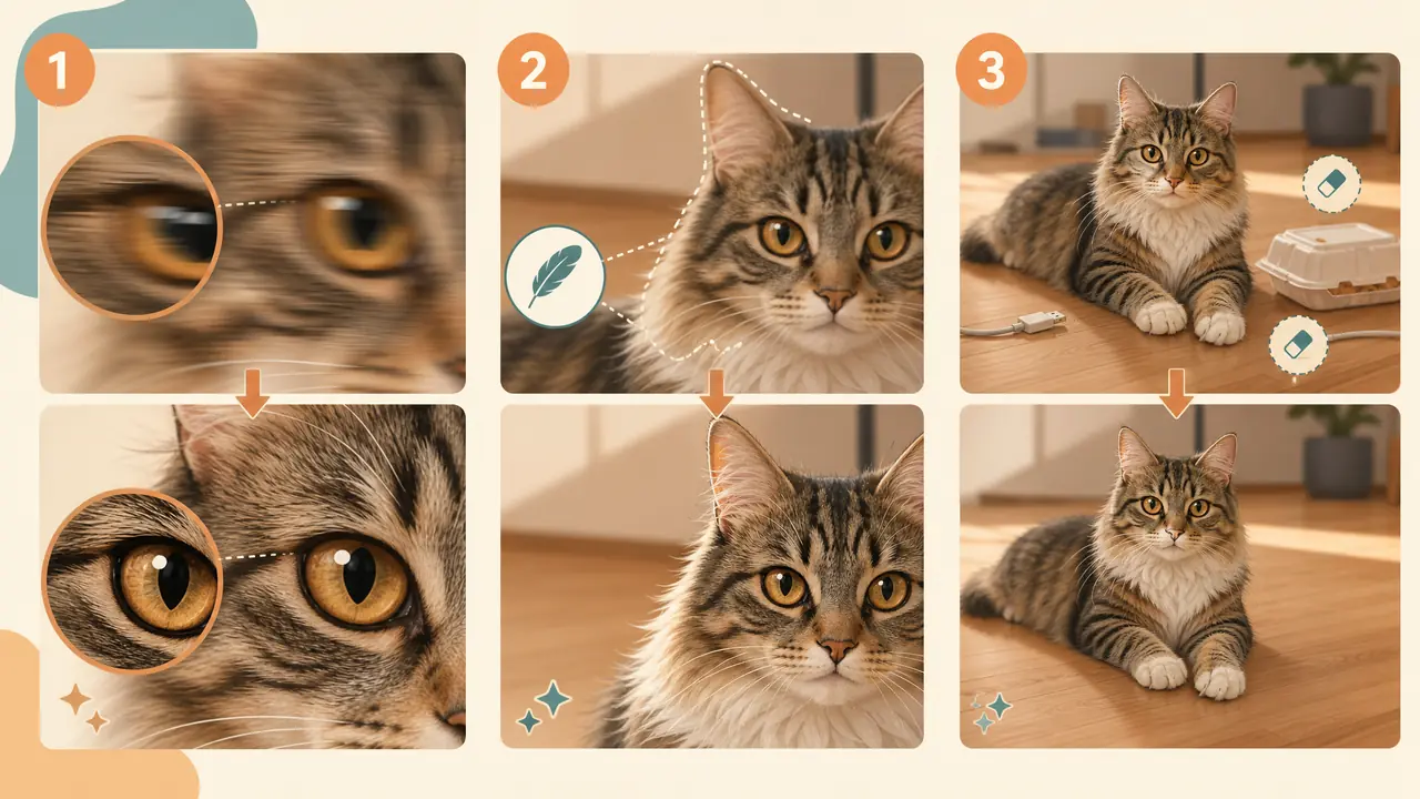 ai小猫修图实操：我家猫的废片抢救流程，从糊眼到炸毛