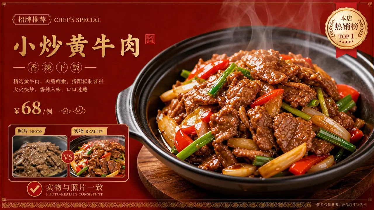 餐厅菜单图 ai修图：把菜拍出刚出锅的样子