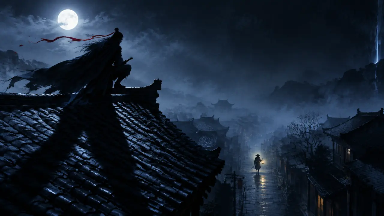 刺杀AI绘画题材怎么画不血腥？武侠张力的留白打法实测