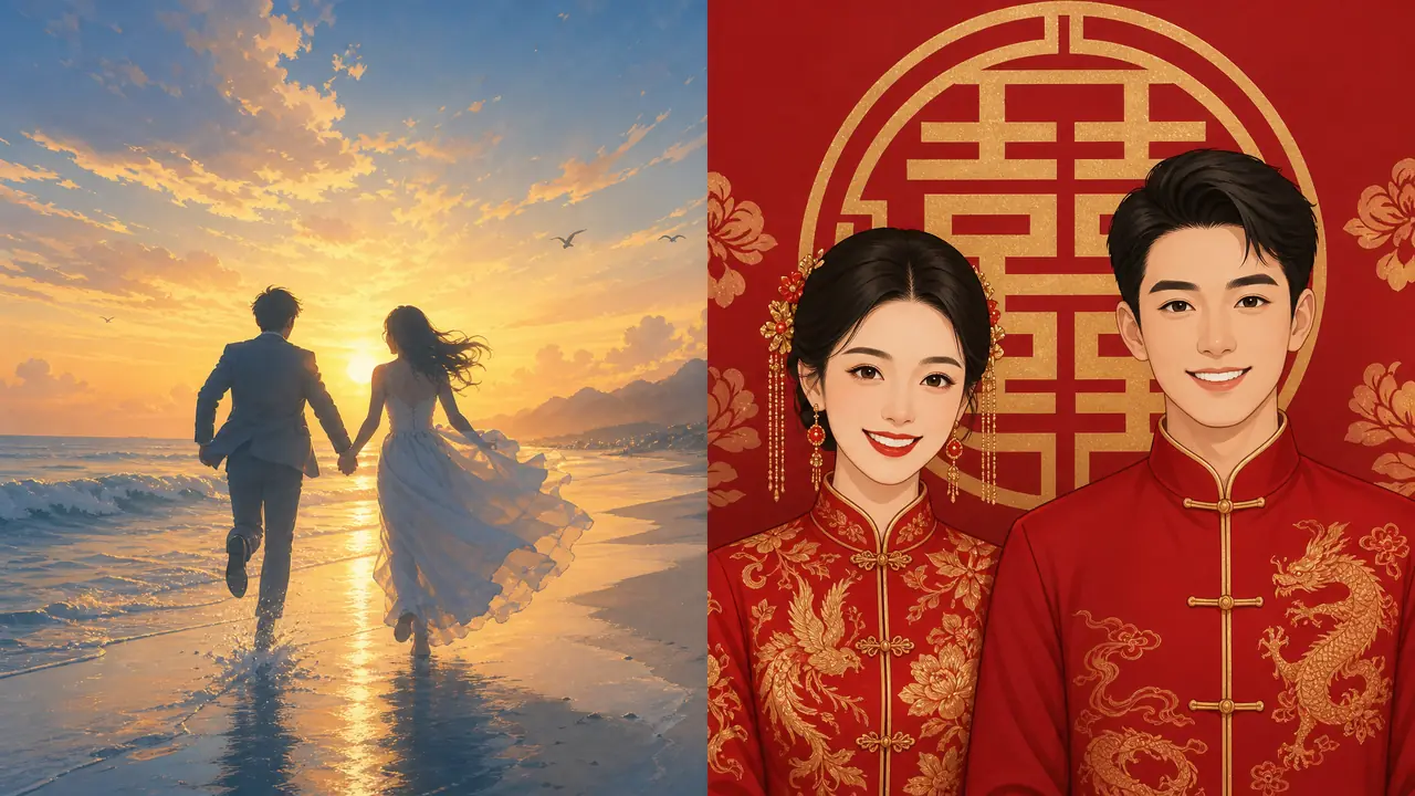 AI绘画描述词结婚照写法：和婚纱照差的不只是一个字