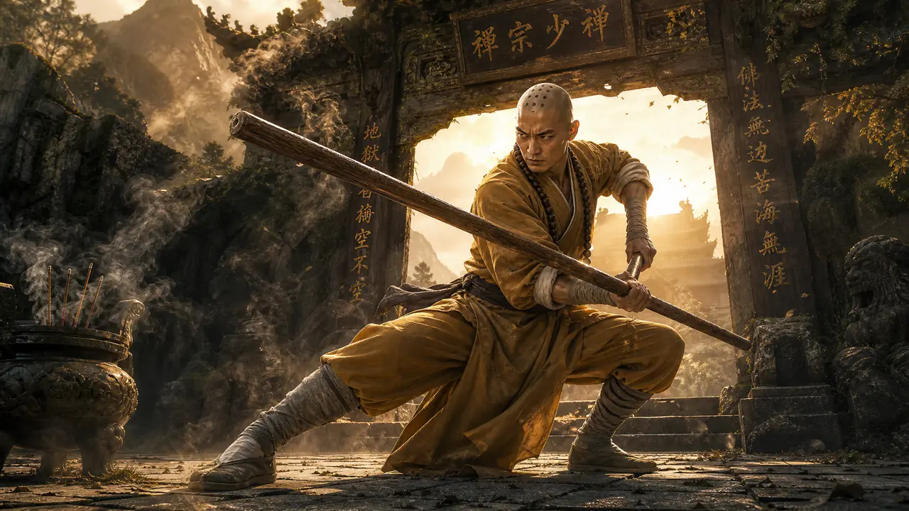 AI绘画武僧怎么画才带劲？戒疤、僧袍与棍风的设定图实测