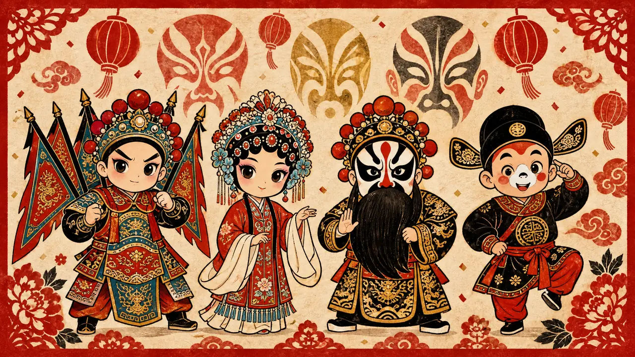 京剧卡通人物AI绘画：脸谱卡通化怎么不丢行当味