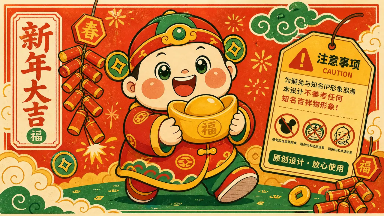 AI绘画福娃出图实测：喜庆娃娃造型和年画配色怎么调