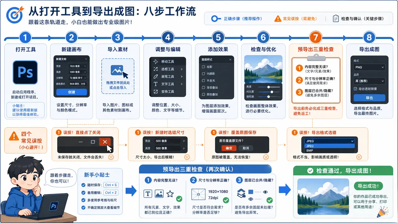 AI 绘画操作八步动线：从打开工具到导出成图，这些按钮别按错