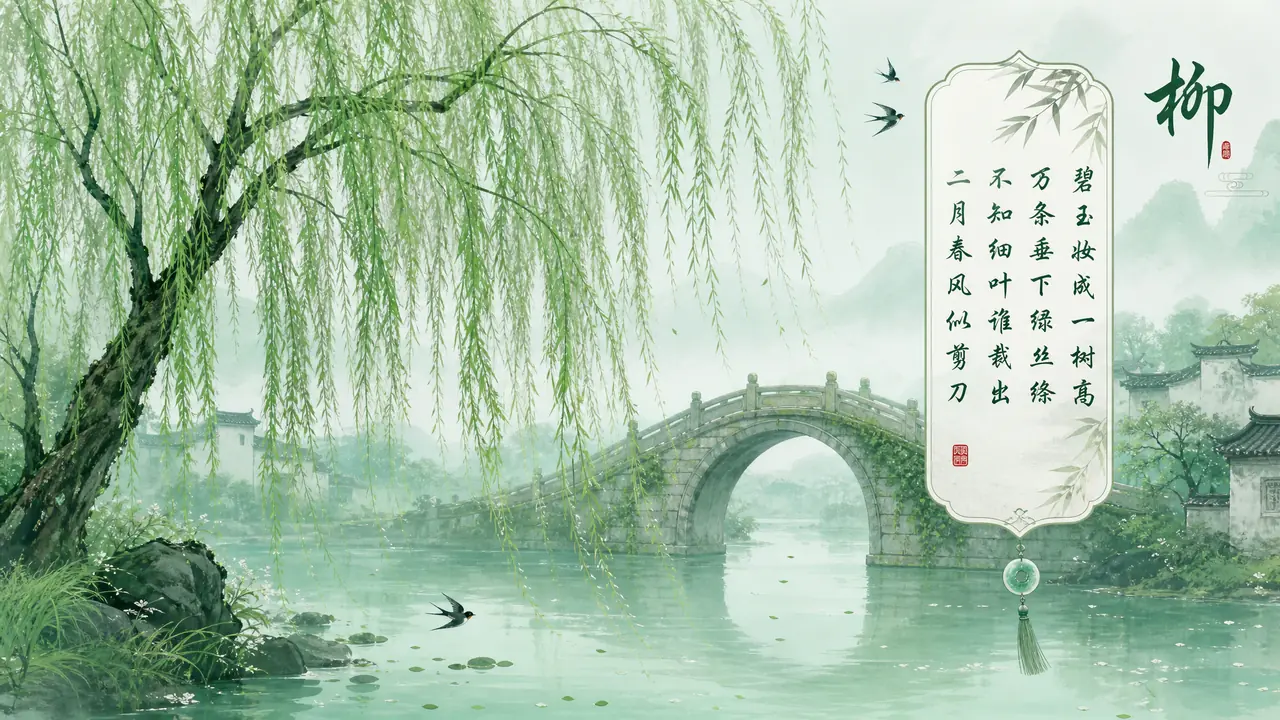 AI咏柳绘画实操：把万条垂下绿丝绦画成一张柳树图
