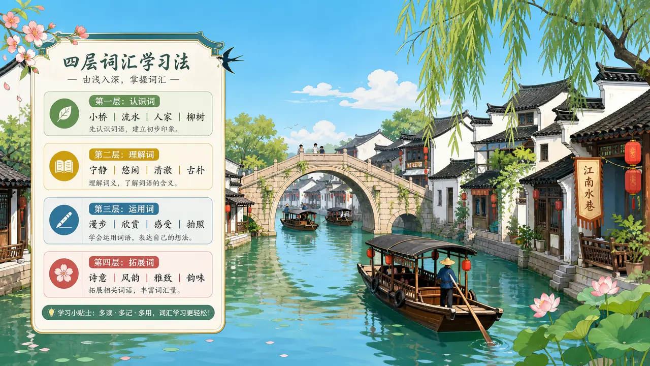 AI绘画江南水乡出图体系：晴日小桥流水与乌篷船词表