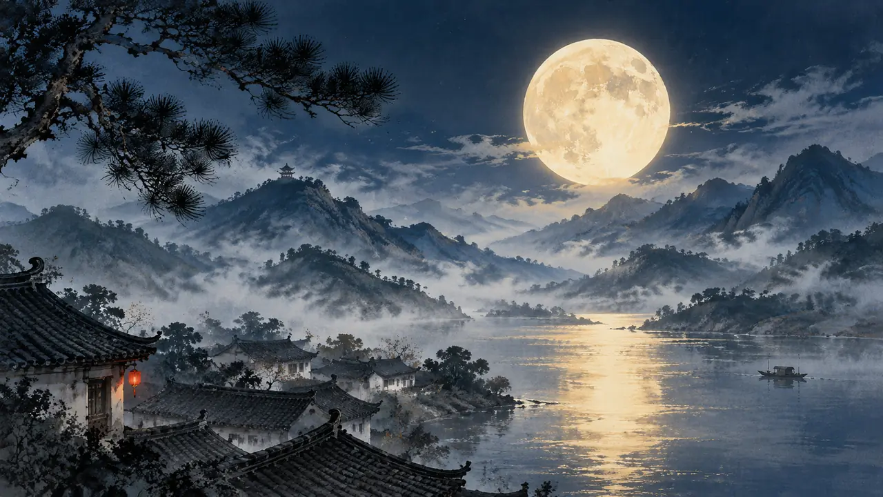 皓月AI绘画提示词心得：把一轮明月画进古风图，我试了40多次