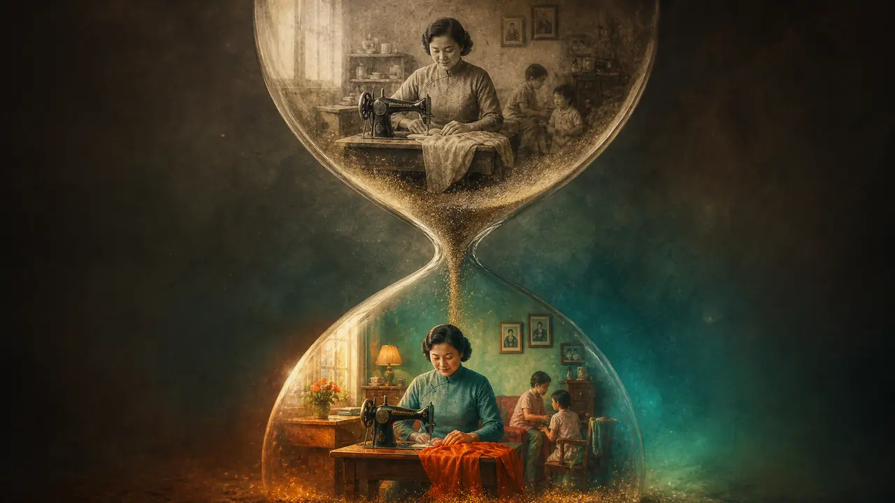 AI绘画时光对比图，我把外婆的老照片画活了