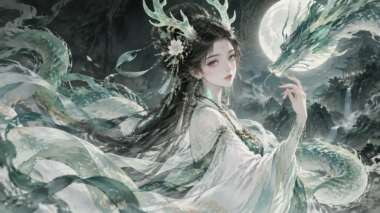 龙女 ai绘画想出灵气，鳞片和龙角得按顺序来