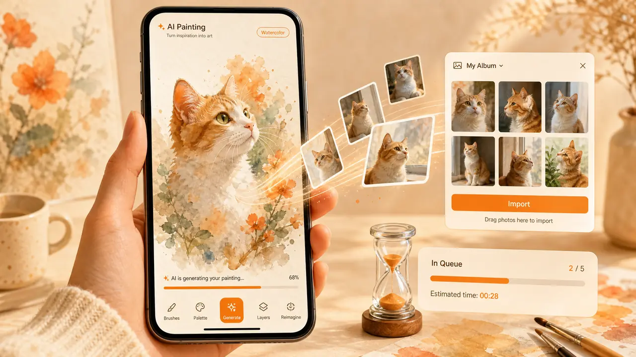 vivo绘画ai手机端一周体验：竖屏出图、相册导入和排队那些事