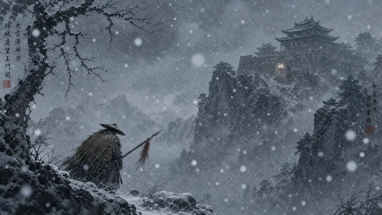 林冲ai绘画怎么画出不俗的悲怆感？雪夜独影与低饱和画法拆解