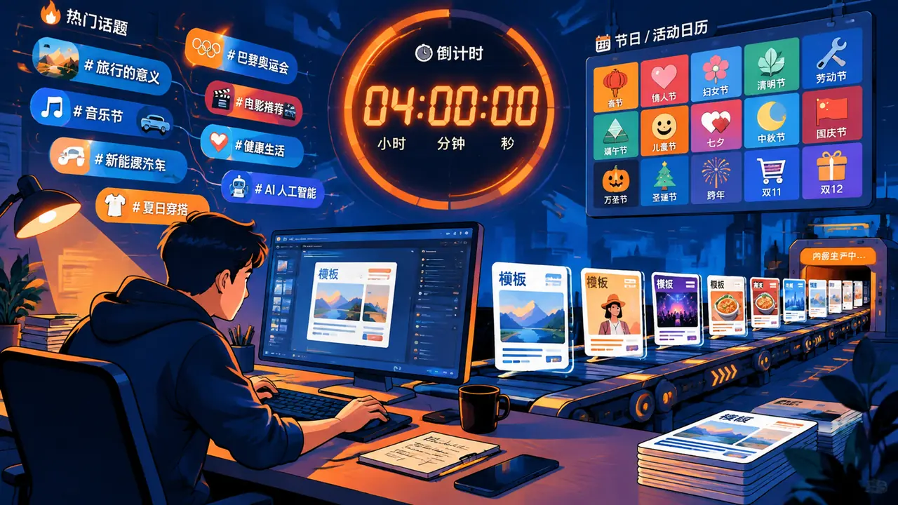 ai 绘画热点图怎么追：一小时出图流程、节日备图与不能碰的红线