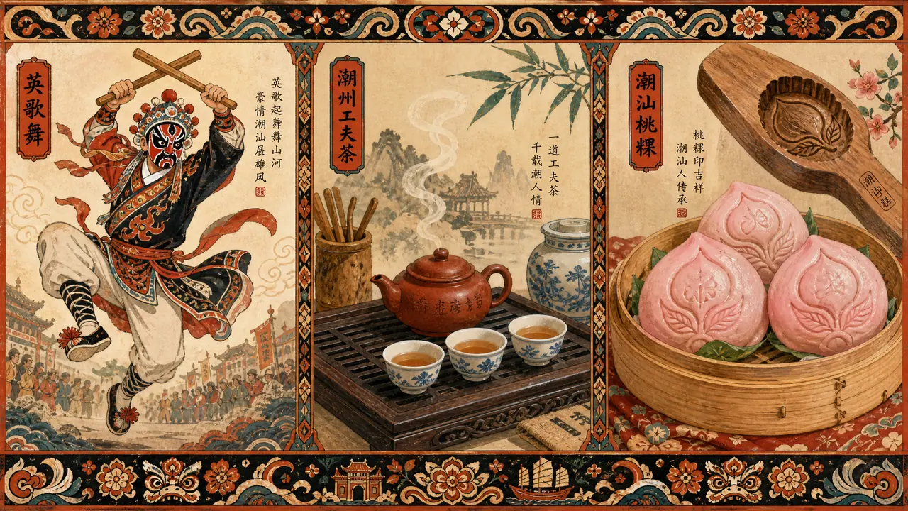 潮汕ai绘画怎么画出地道风物？英歌舞脸谱、工夫茶与红桃粿的实测调法
