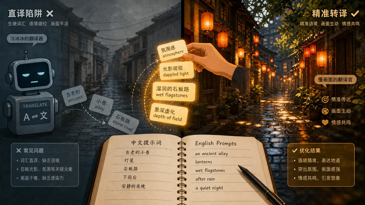 ai绘画翻译为什么总丢画面？机翻的坑、手动换词与双语对照写法