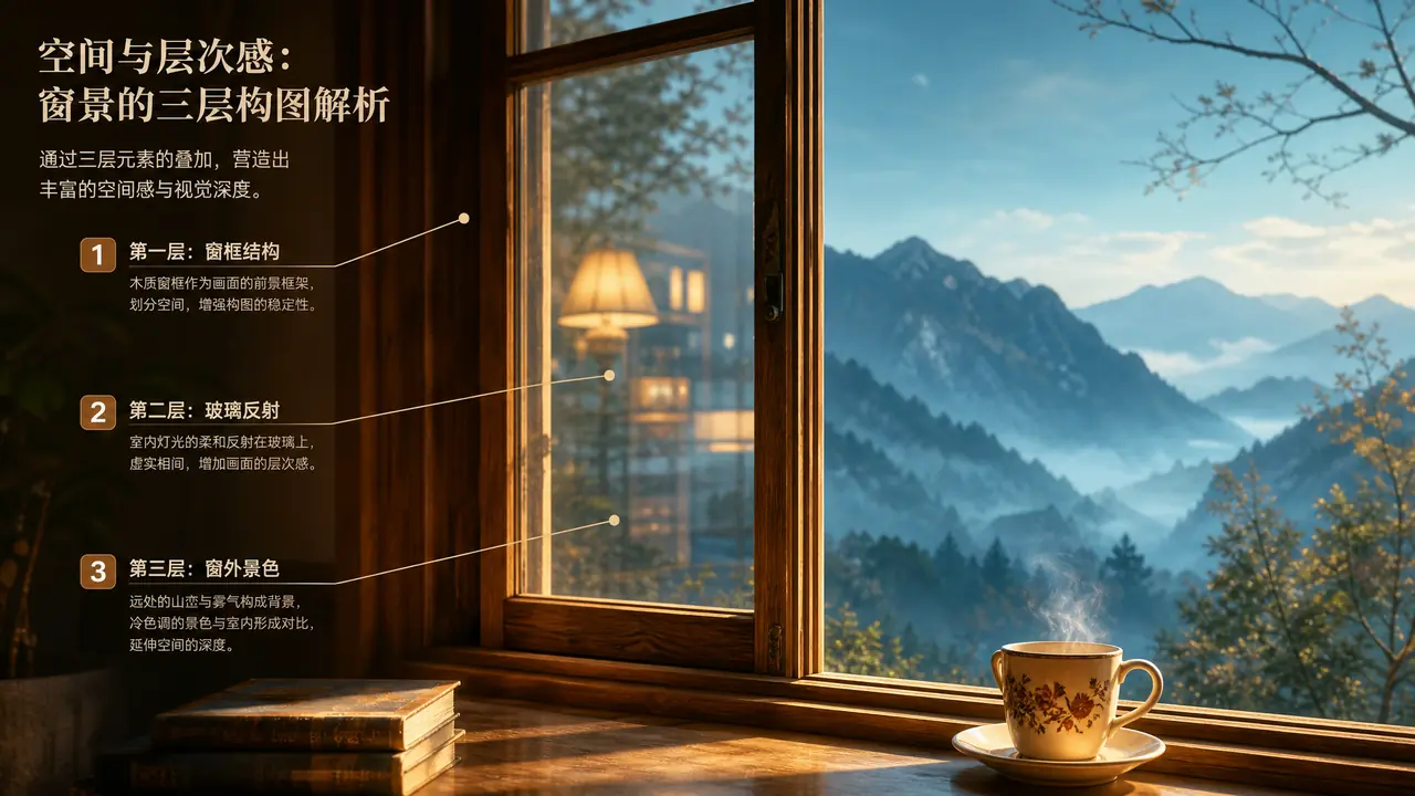 ai绘画窗外画不出空间感？窗框、反光、静物三层拆解