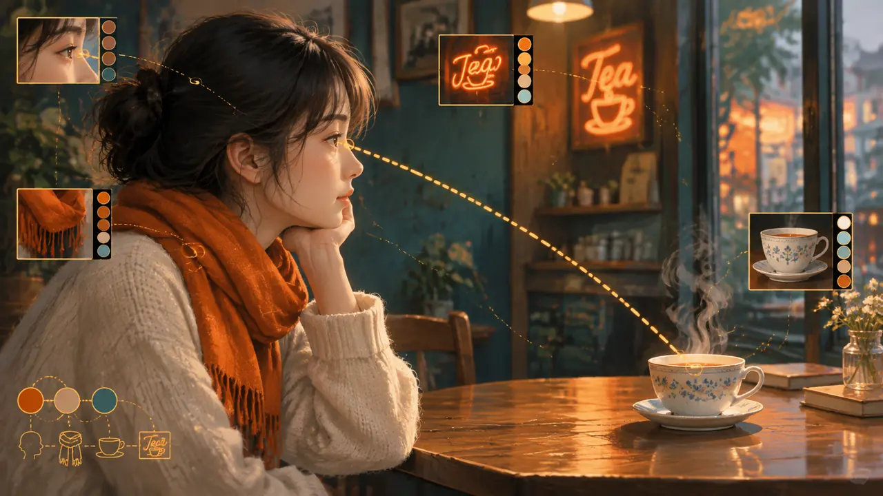 ai绘画联系感怎么画？主体呼应、视线引导与色彩关联的实测调法