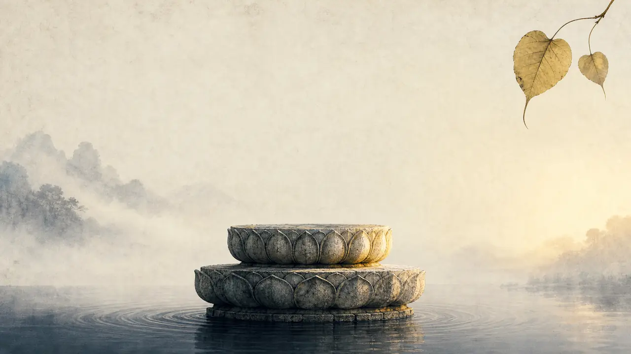 ai绘画佛学怎么画才庄重？莲花座、菩提叶与禅意留白的意象画法