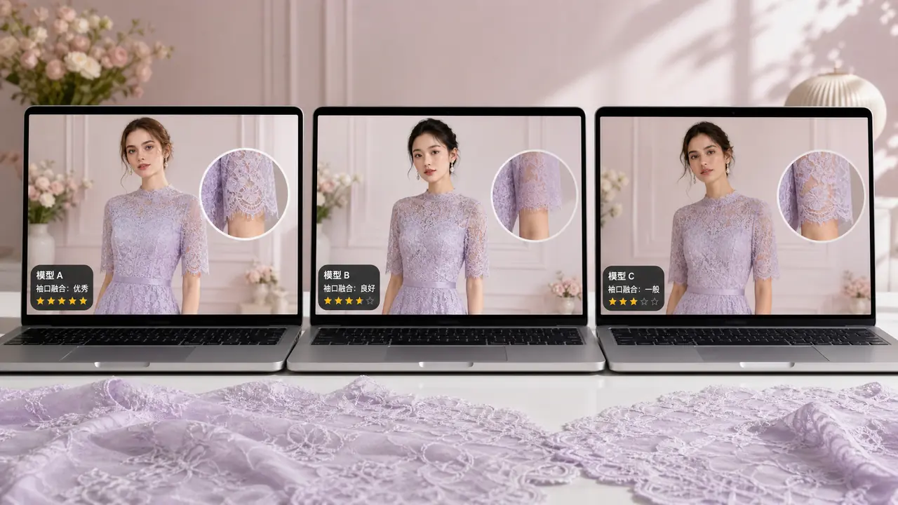 ai模特换装工具怎么挑？我用一件蕾丝裙测边缘融合