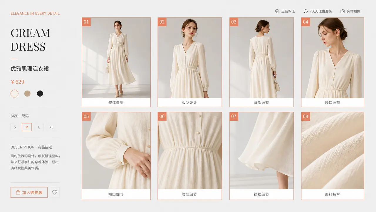 ai模特展示图不是越多越好：详情页八张图的排法与数据