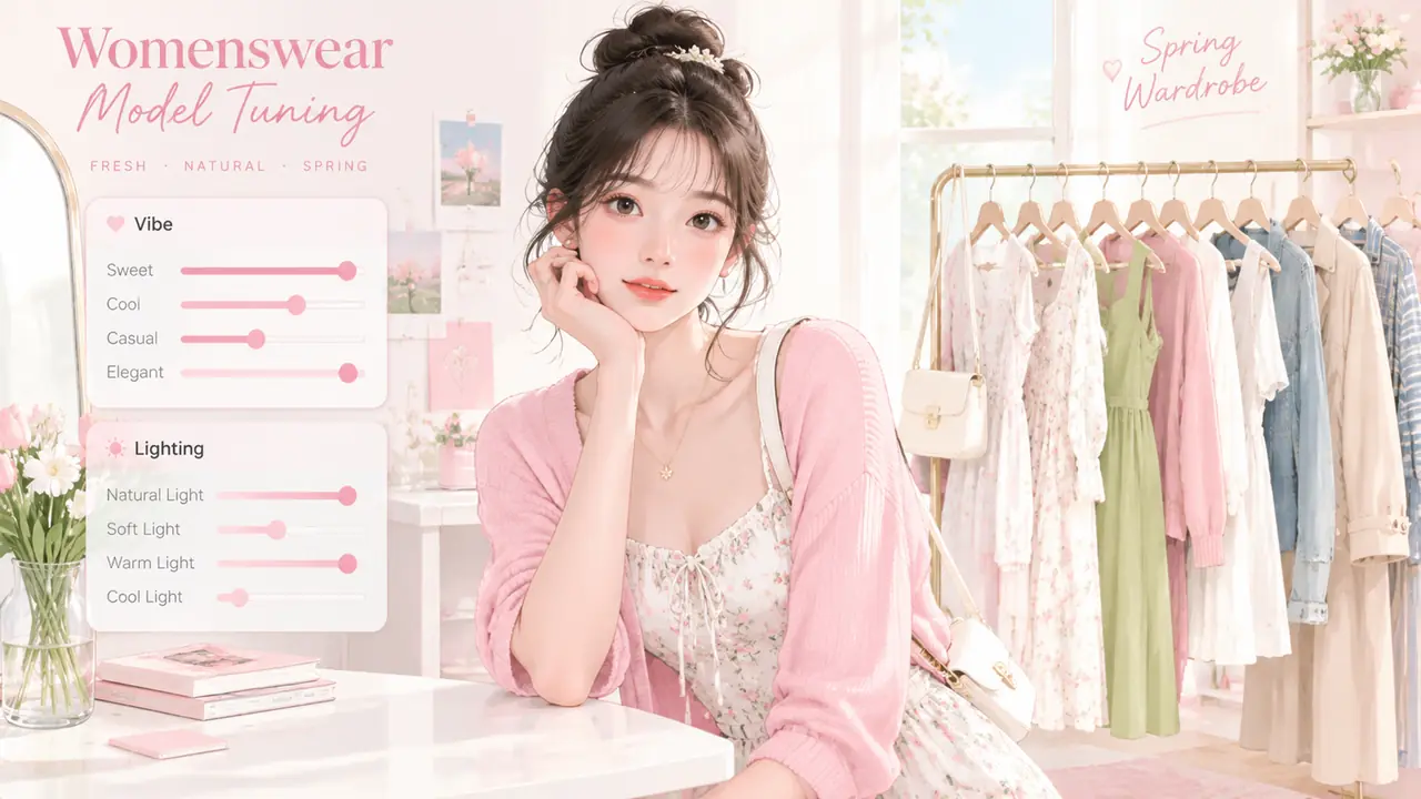 模特女孩ai怎么调？年轻女装客群的形象分寸与参数