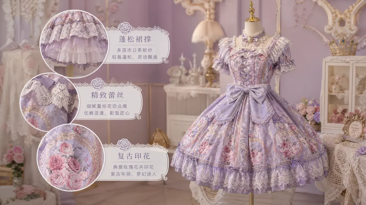 lolita模特ai出图要点：裙撑、蕾丝、印花三关的过法