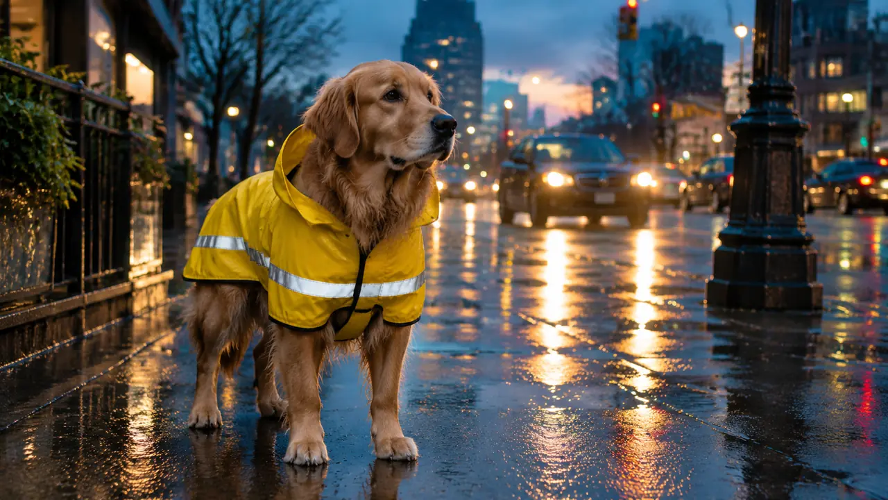 狗狗模特ai出大型犬图实录：雨衣和反光条的贴合难关