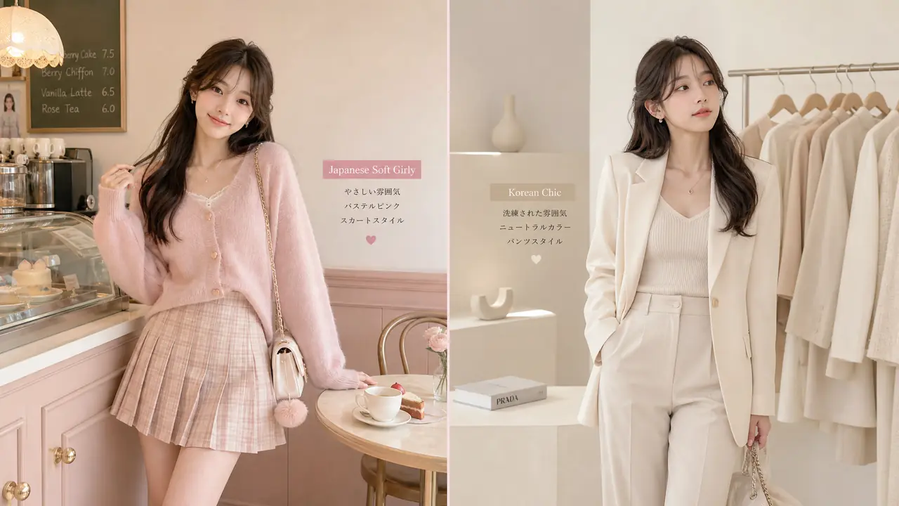 ai girl模特出图心得：少女风女装的日系韩系调法对比