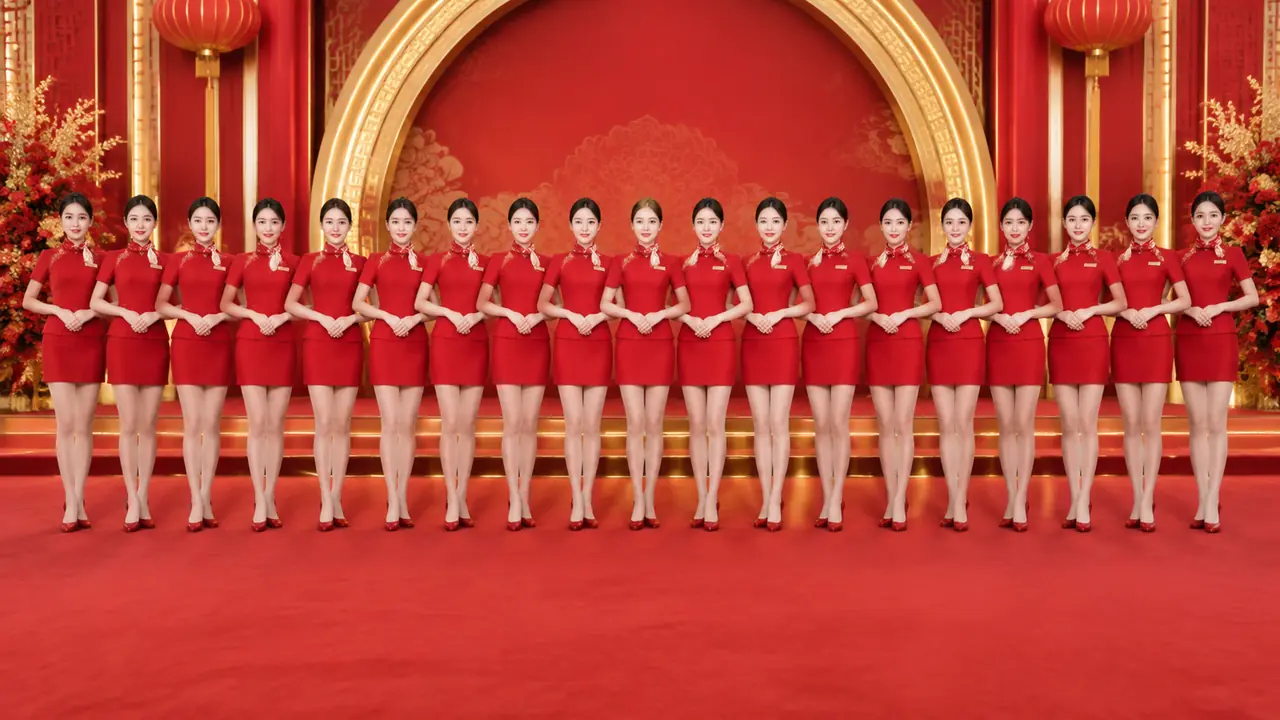 礼仪ai模特批量出图：二十人迎宾图要做到整齐划一