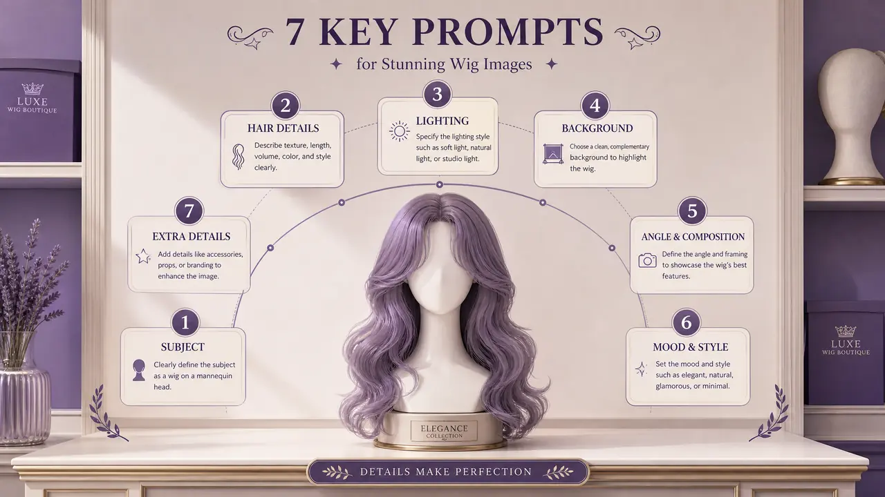 模特ai作图入门：七段提示词在假发出图里的实战拆解