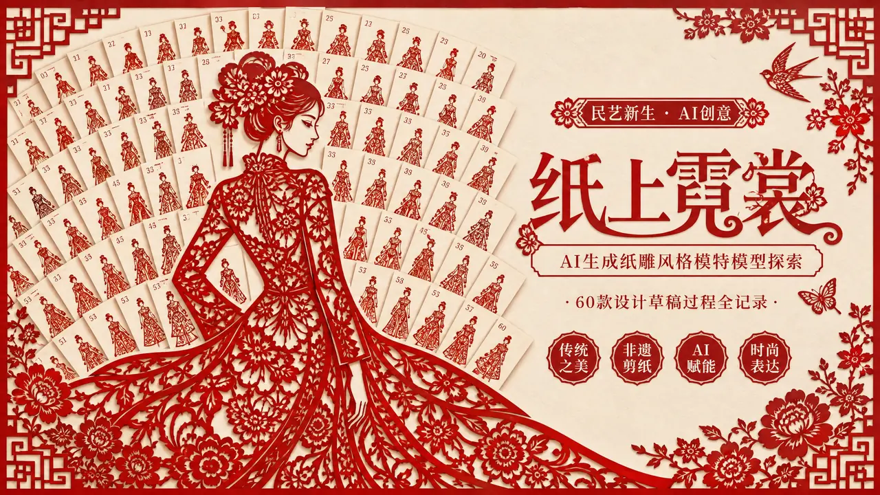 剪纸模特ai实测：六十张底图炼出国潮店铺的专属风格