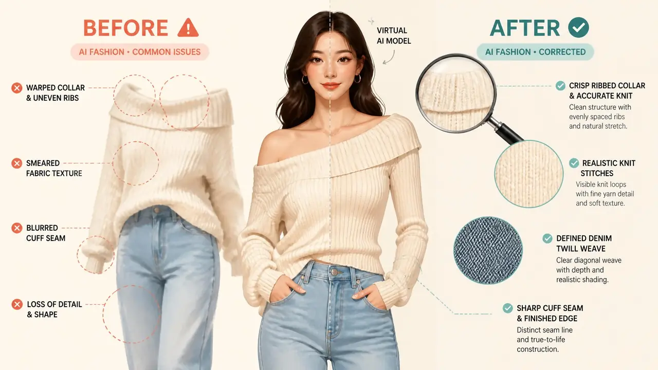 ai模特与衣服对不上号？贴合度、领口袖口与面料纹理的还原实测