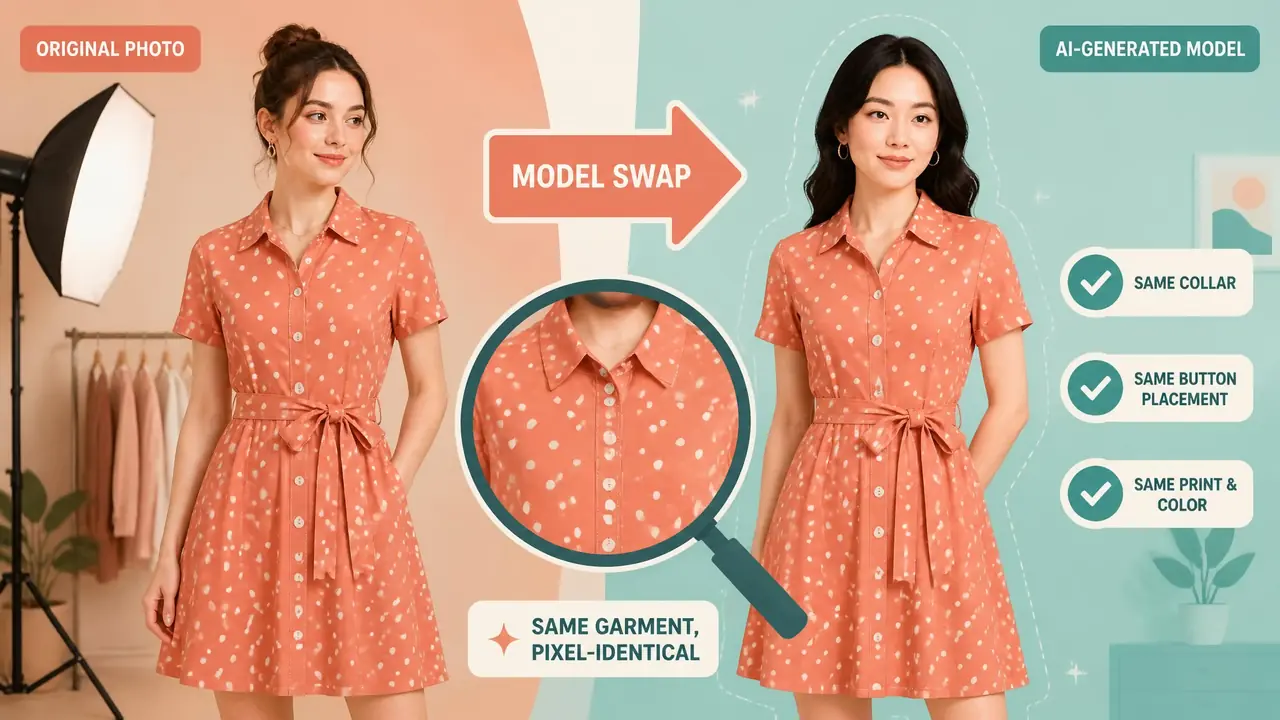 更换模特的ai怎么用？保留衣服换脸换身材的实测与保真检查点