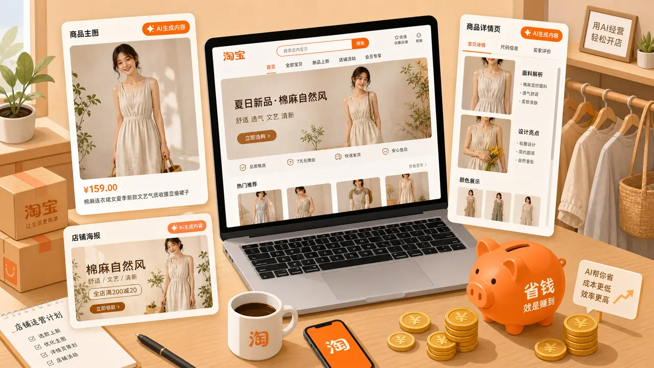 ai淘宝店铺模特全店怎么用？主图详情页标注与小卖家省钱实测