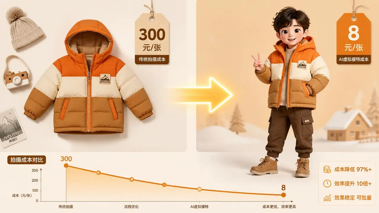 ai做童装模特实操记录：平铺童装换虚拟小模特，单张成本从300降到8块